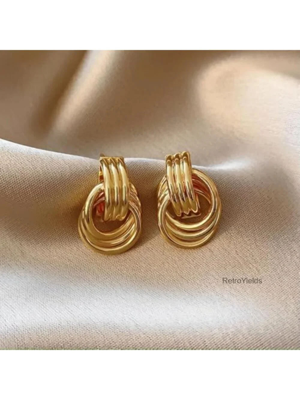 Chunky Gold Knot Earrings Geometric Drop Dangle Statement Earrings for Women -